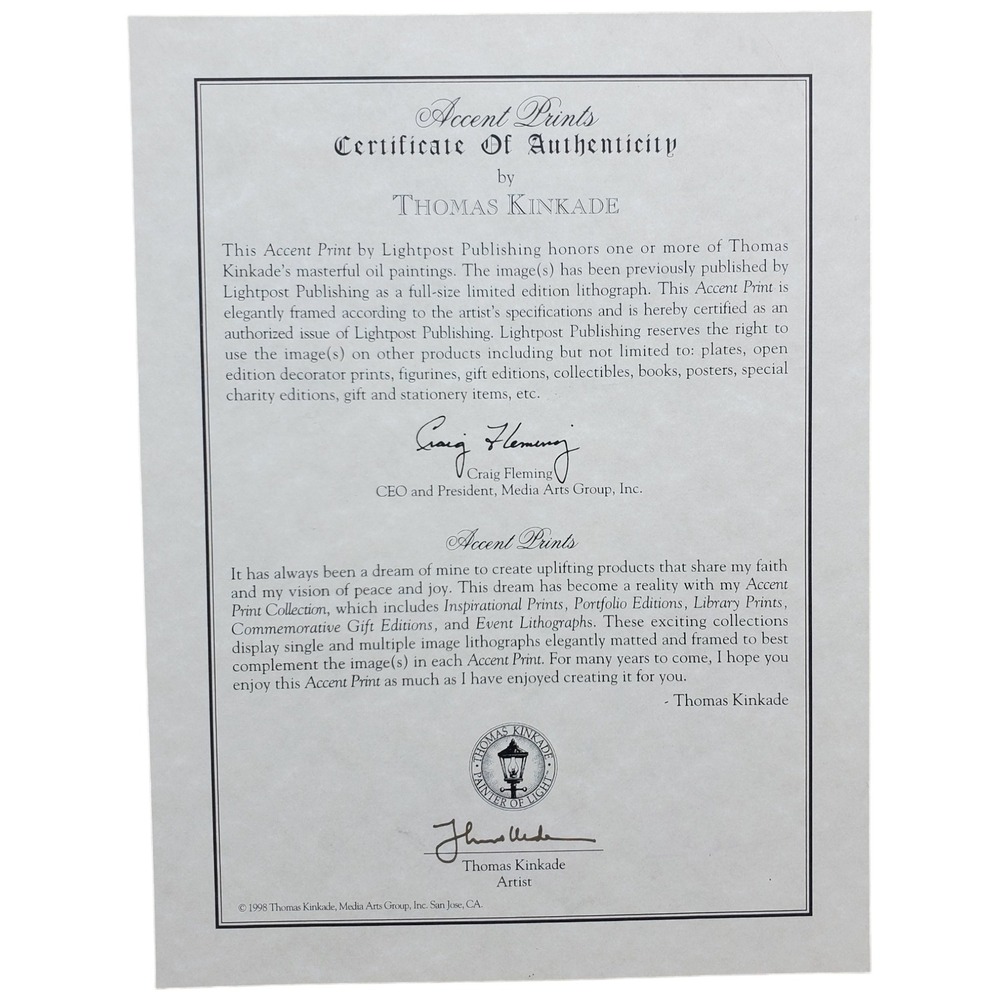 Thomas‎ Kinkade Accent Prints Framed Art Serene Cottage Psalm 23 Gold Frame - Picture 4 of 16